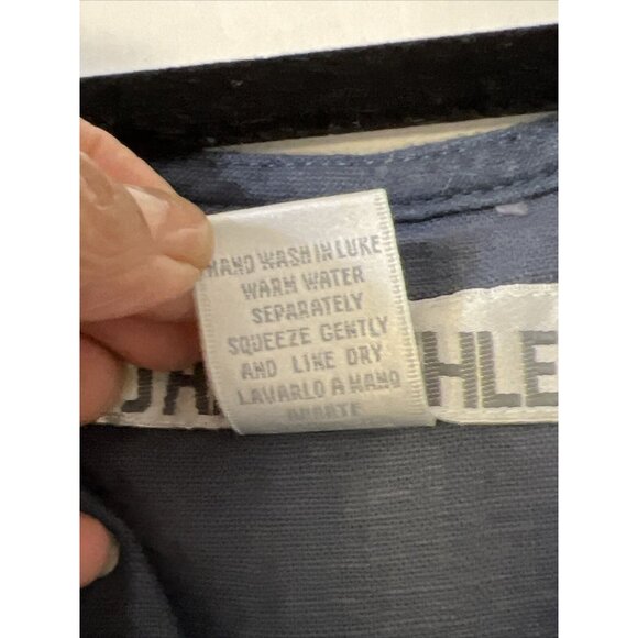 VTG Jane Ashley Y2K Sheath Dress Small Blue Floral Embroidered Linen Cotton - Picture 5 of 9